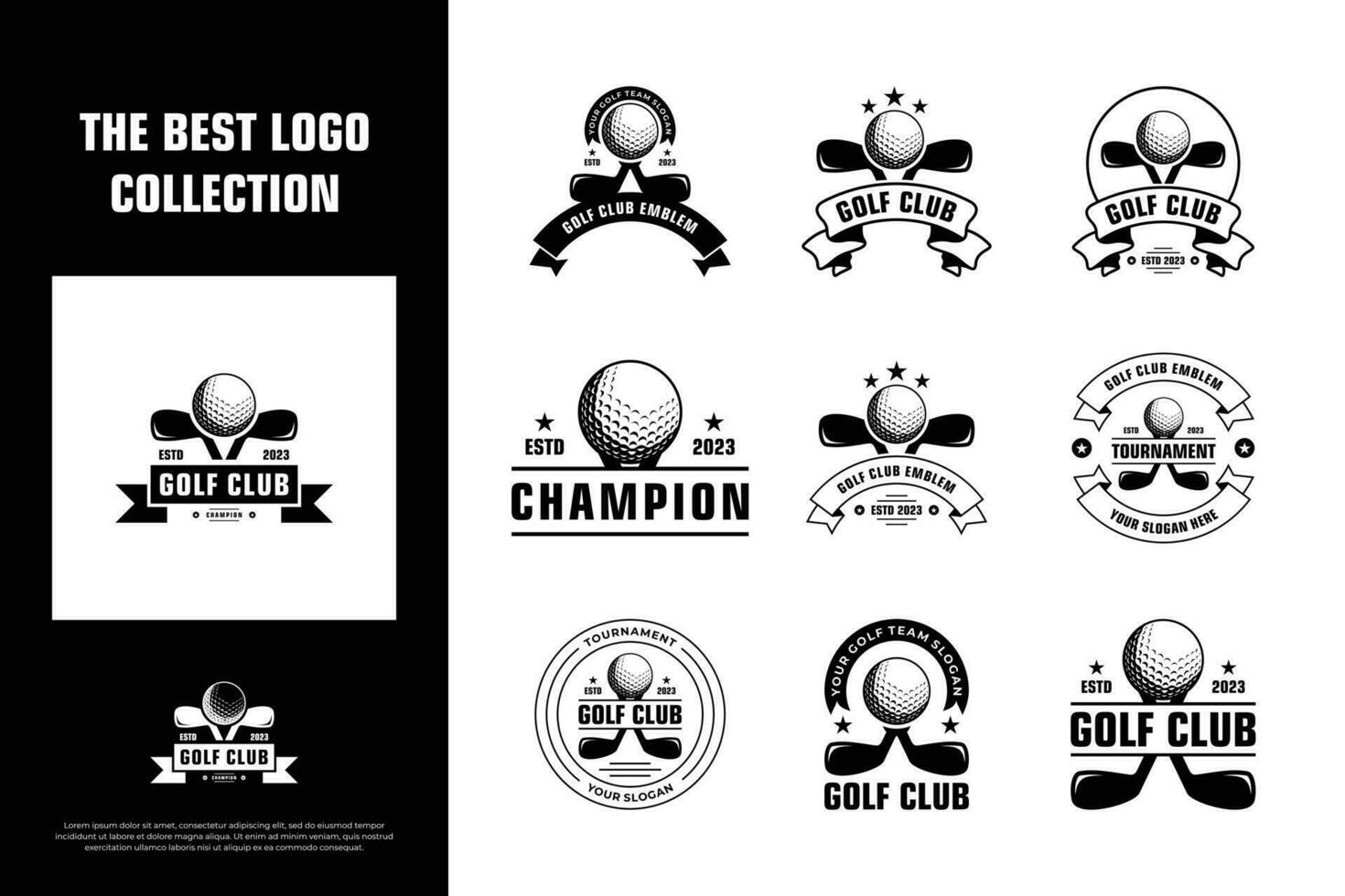 Collection of golf emblem logo design for championship team golf, vector