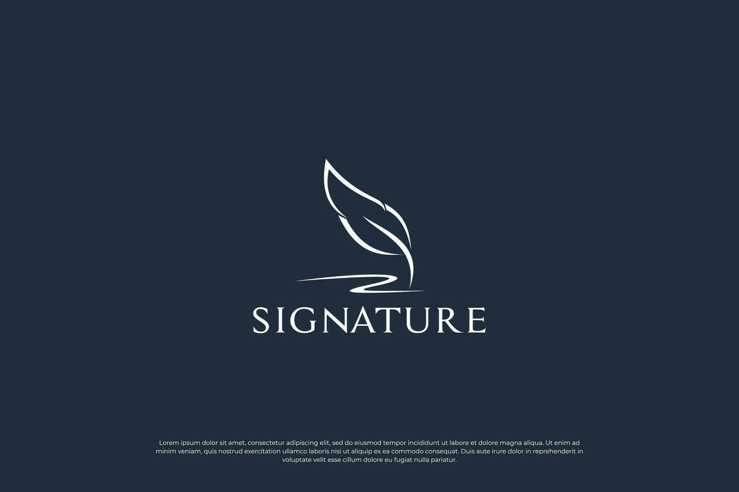 Feather pen quill signature logo design. vector