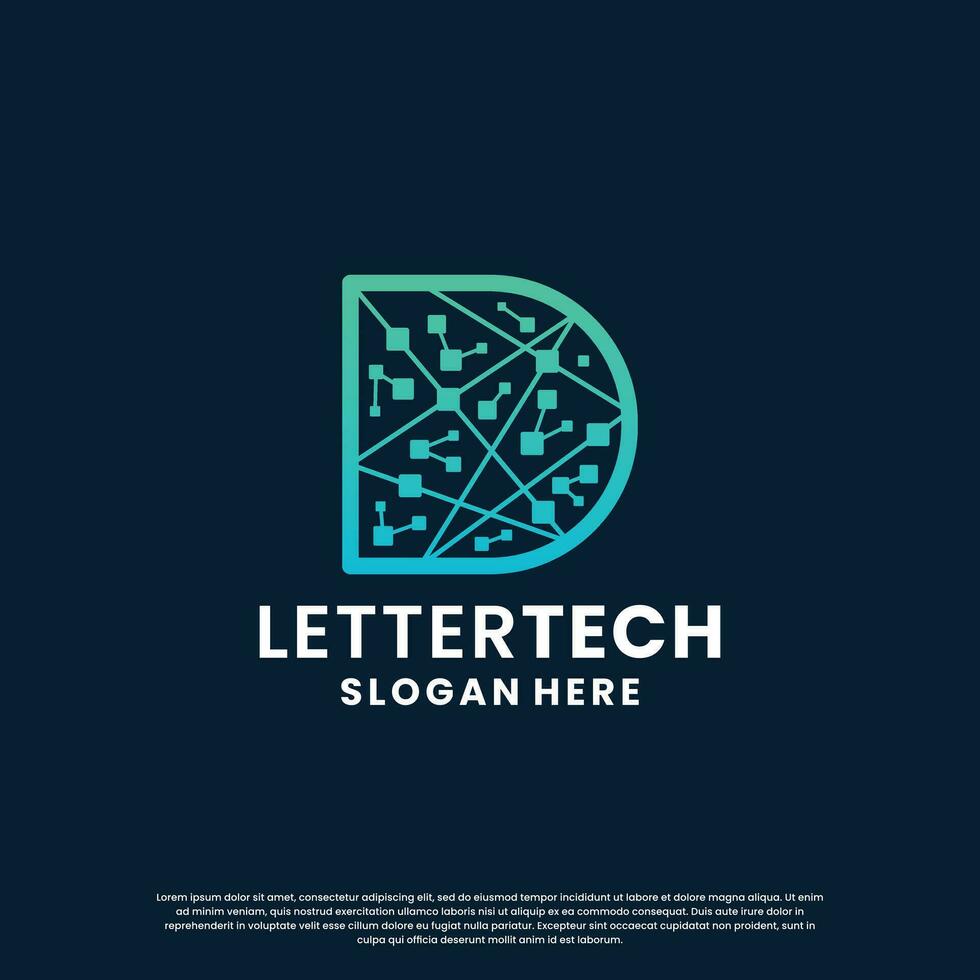 creative letter D tech, science, lab, data computing logo design for your business identity vector