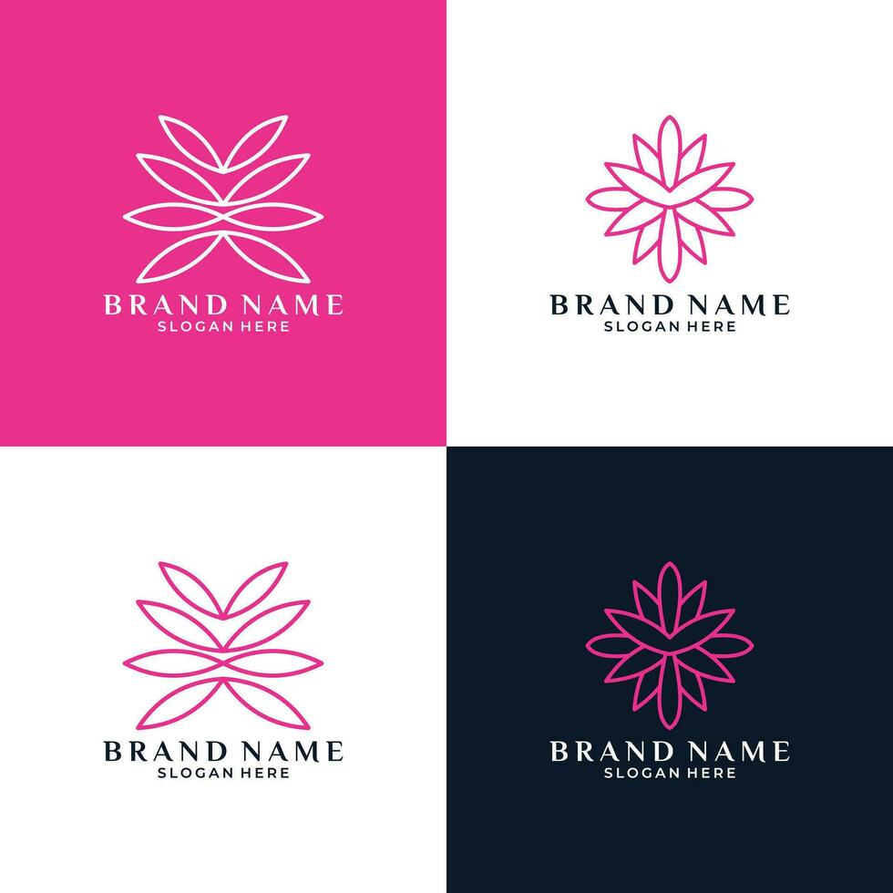 creative bundle set flower lotus logo design vector