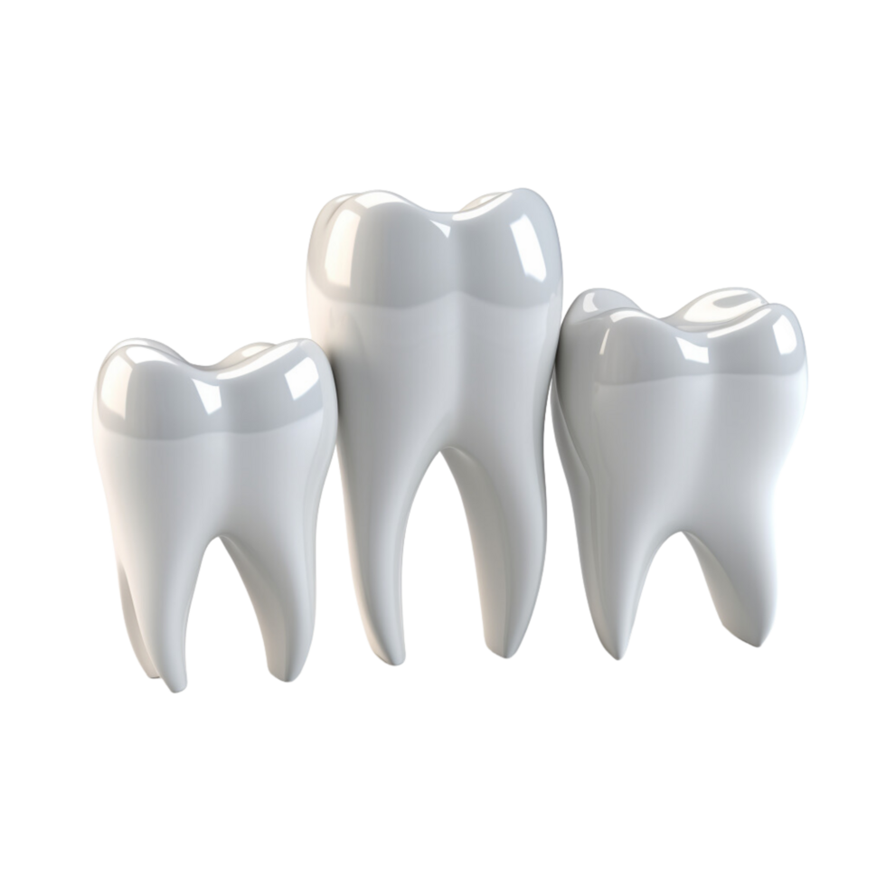AI generated Set of dental premolar teeth 3d models on transparent background. png