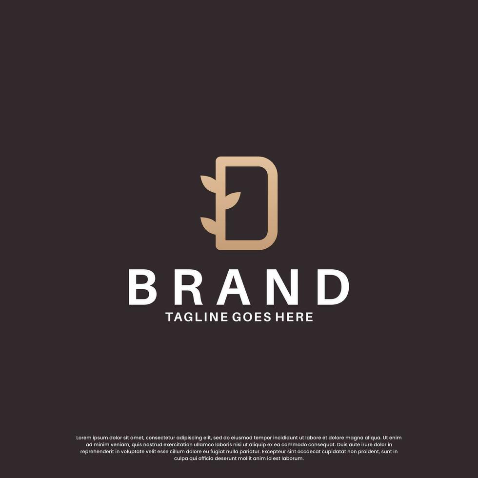 beauty letter D logo design combine with leaf vector