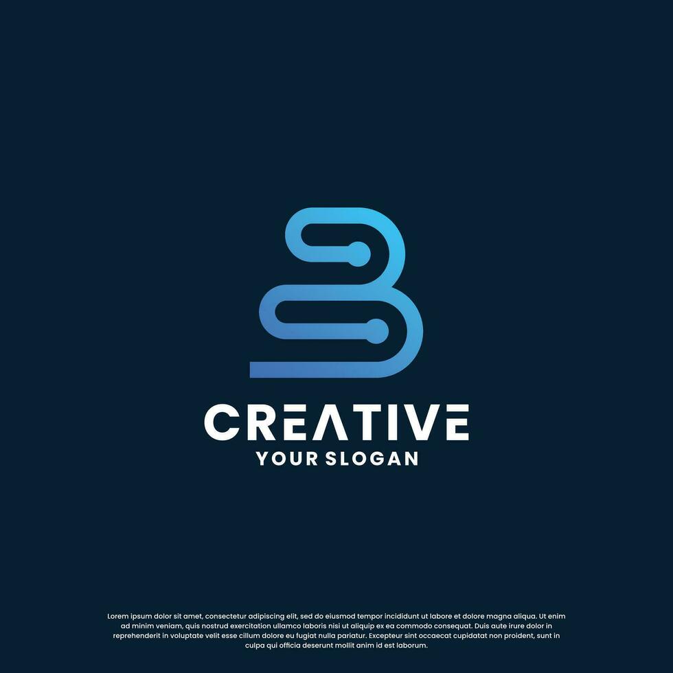 business letter B logo design for technology, lab, science, computing company vector