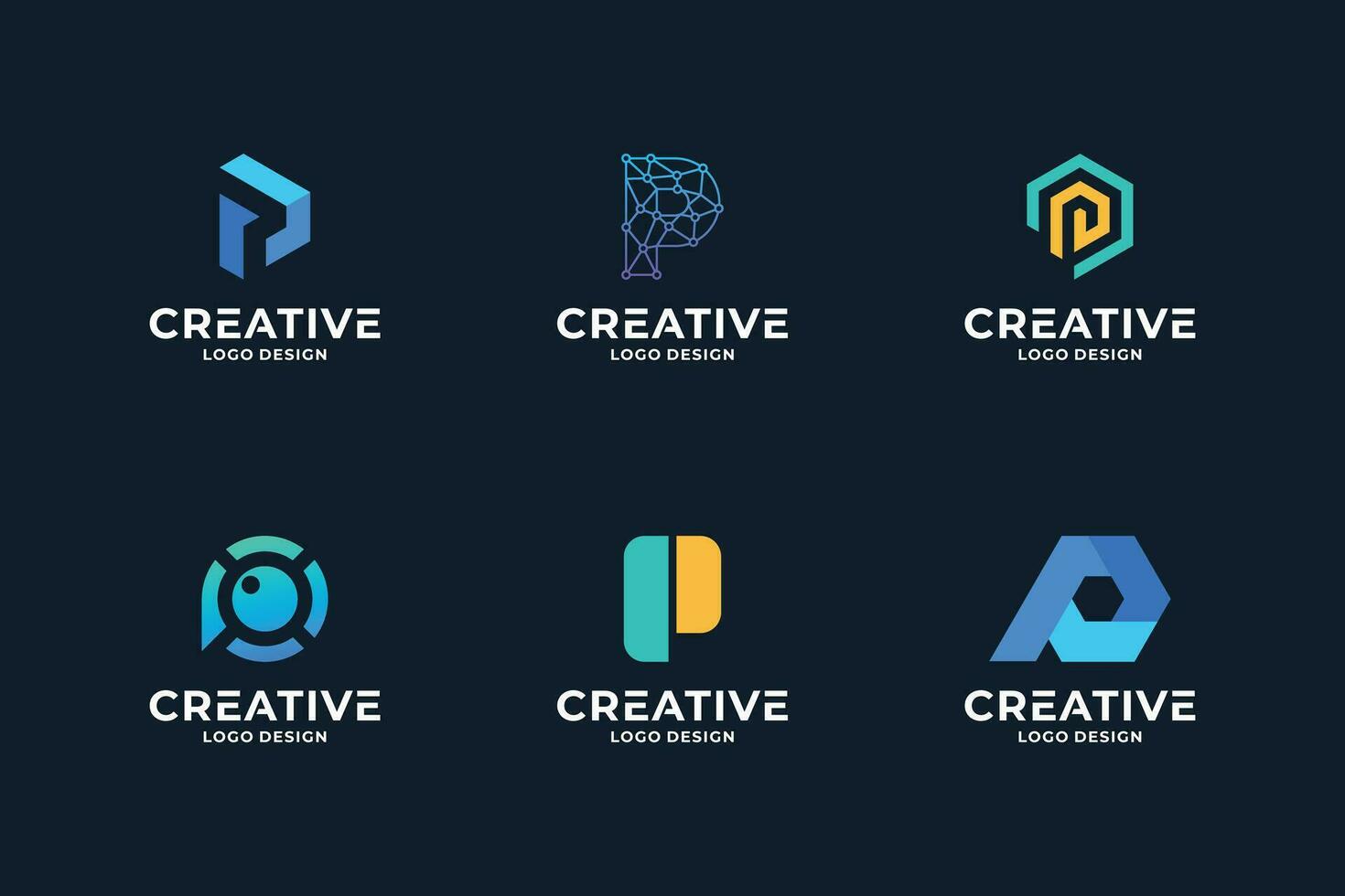 Collection of letter P logo design. Letters P logo symbol vector template.