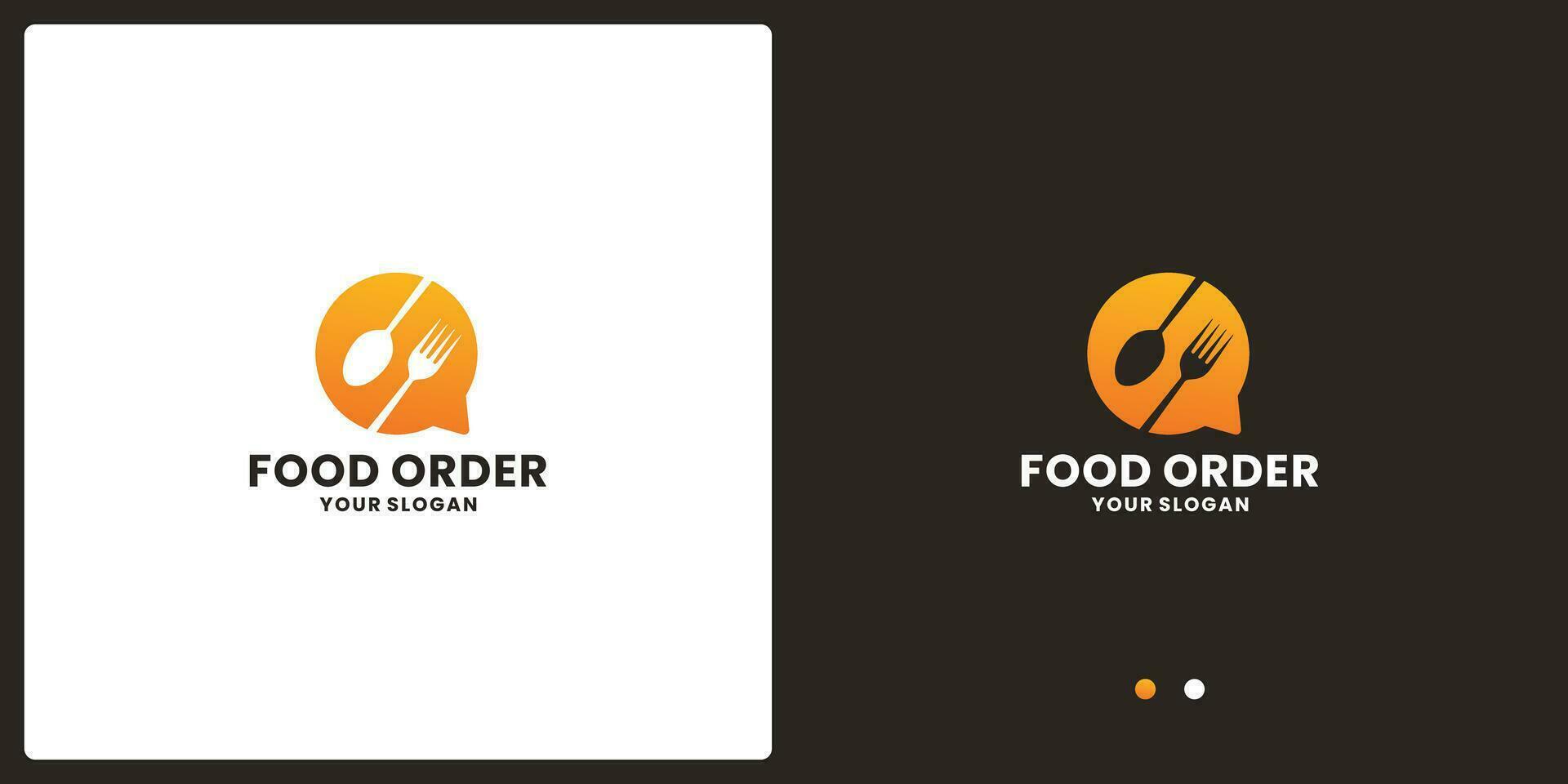 bubble chat with food element logo design for delivery food order. vector