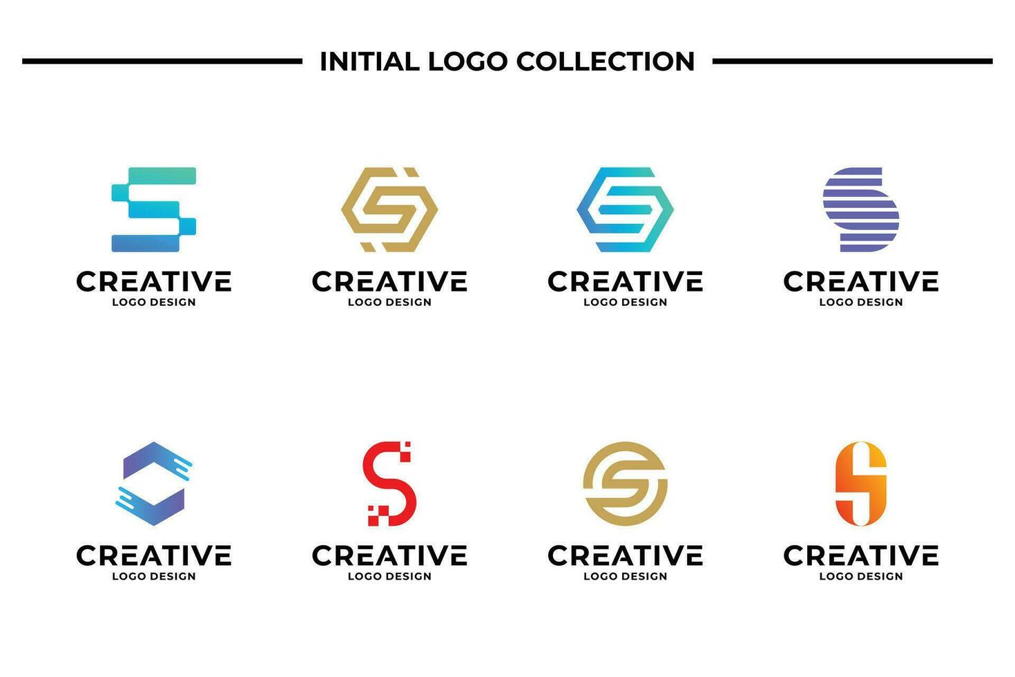 Set of creative letter S logo design template. Business logotype, Brand symbol and Icon abstract. vector