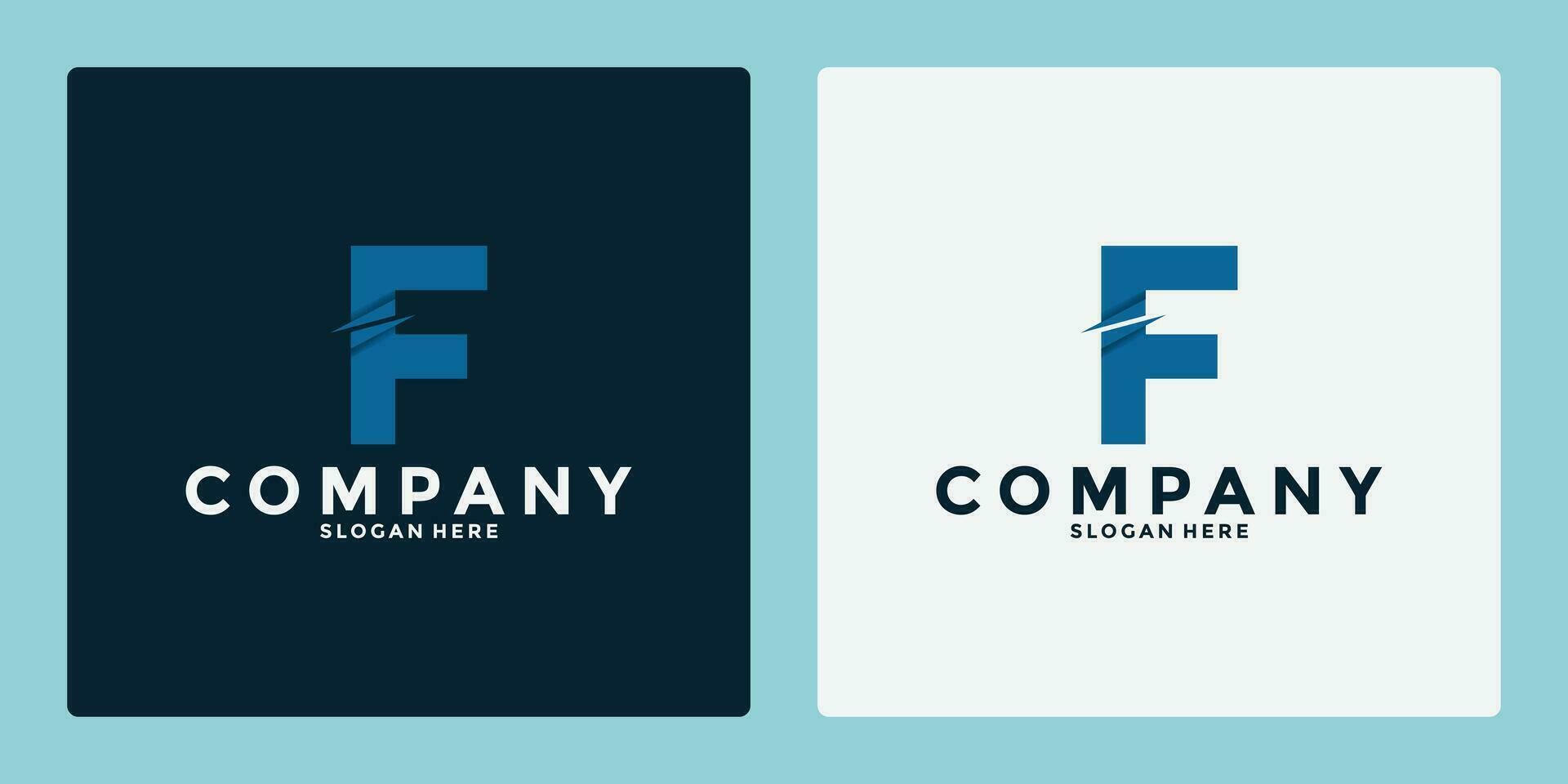 creativo plano logo diseño letra F , inicial F con sombra para tu negocio vector