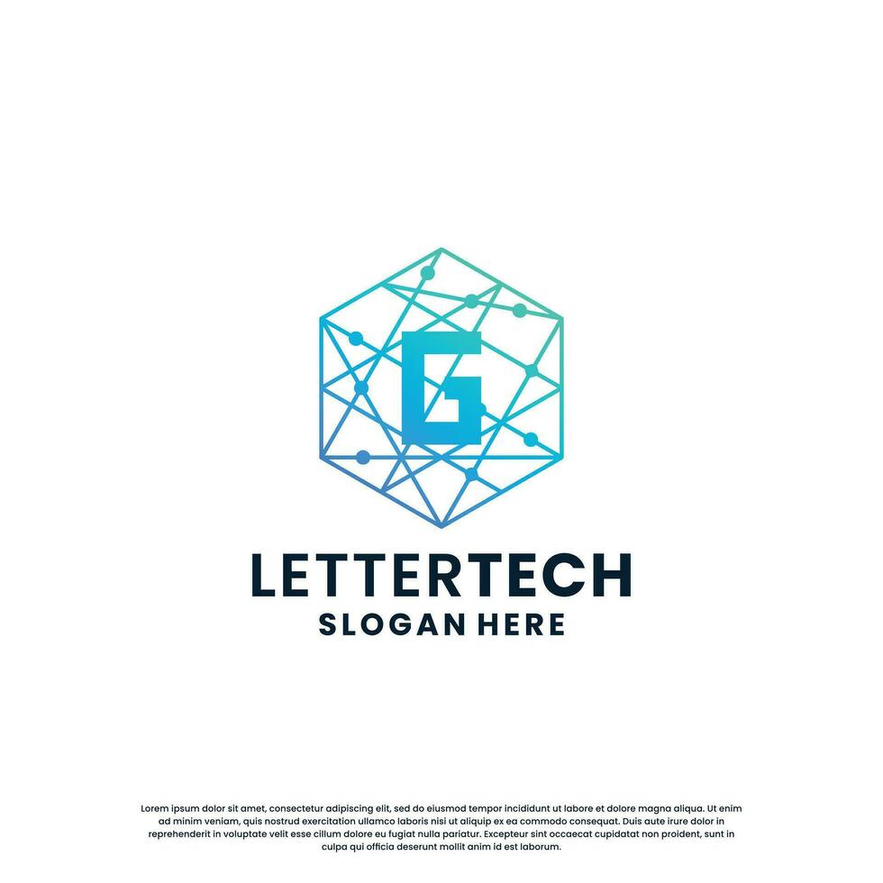 creative letter G tech, science, lab, data computing logo design for your business identity vector