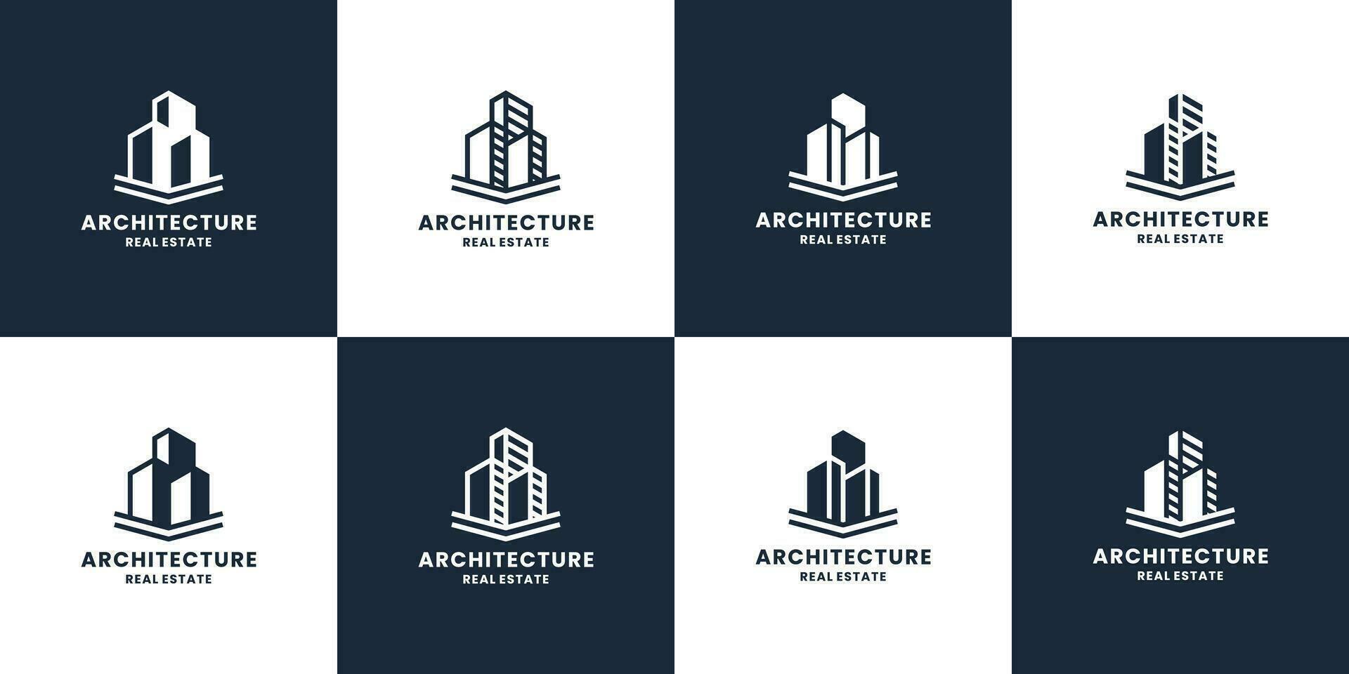 conjunto de creativo edificios arquitectura logo diseño inspiración vector