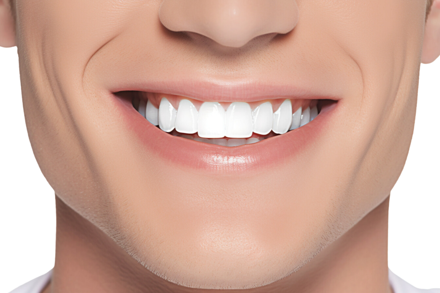 AI generated Close-up of Senior woman perfect white teeth with a shade guide the bleach color isolated on transparent background. png