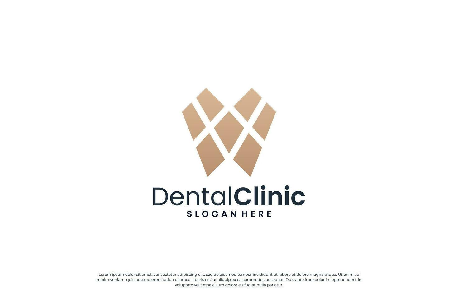 luxury dental clinic logo design with golden color. vector