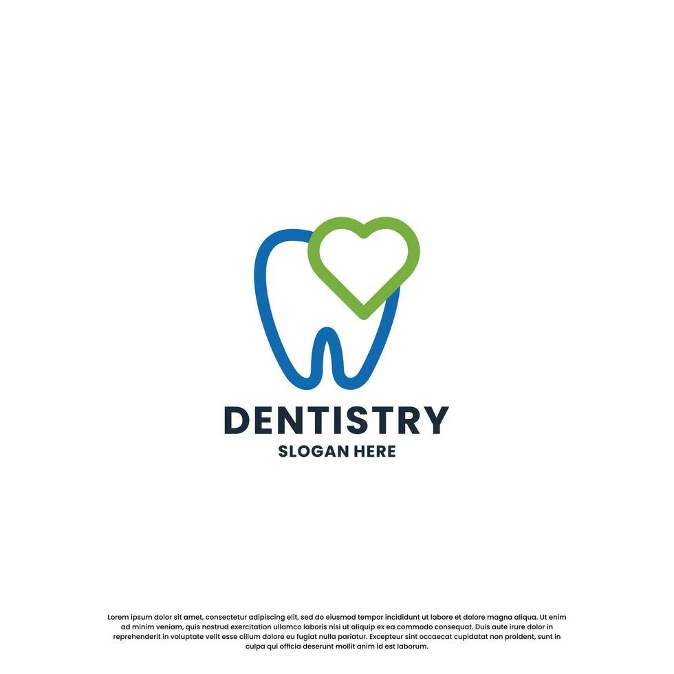 amor dental logo diseño para dental salud, dental cuidado negocio vector