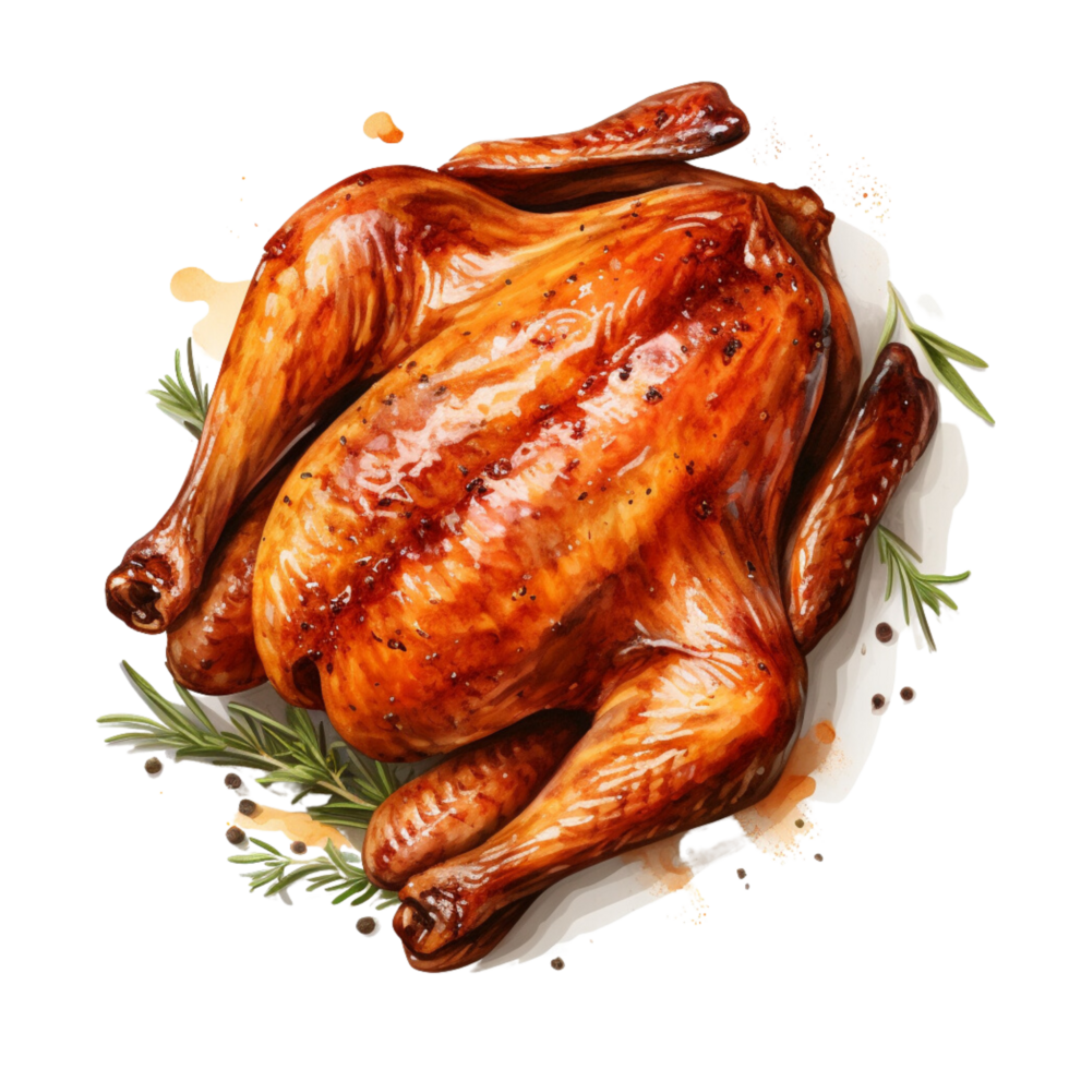 AI generated Roasted Chicken, Transparent on a transparent background. png