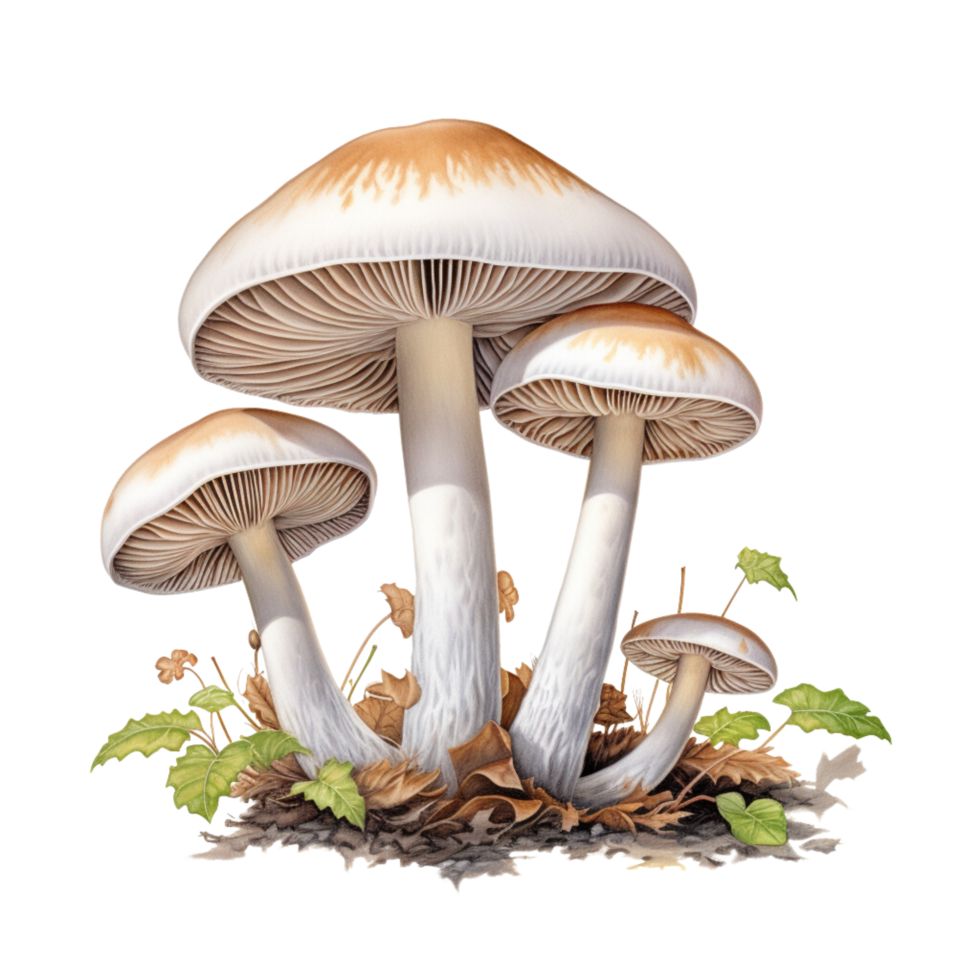 AI generated Mushrooms with transparent background. png