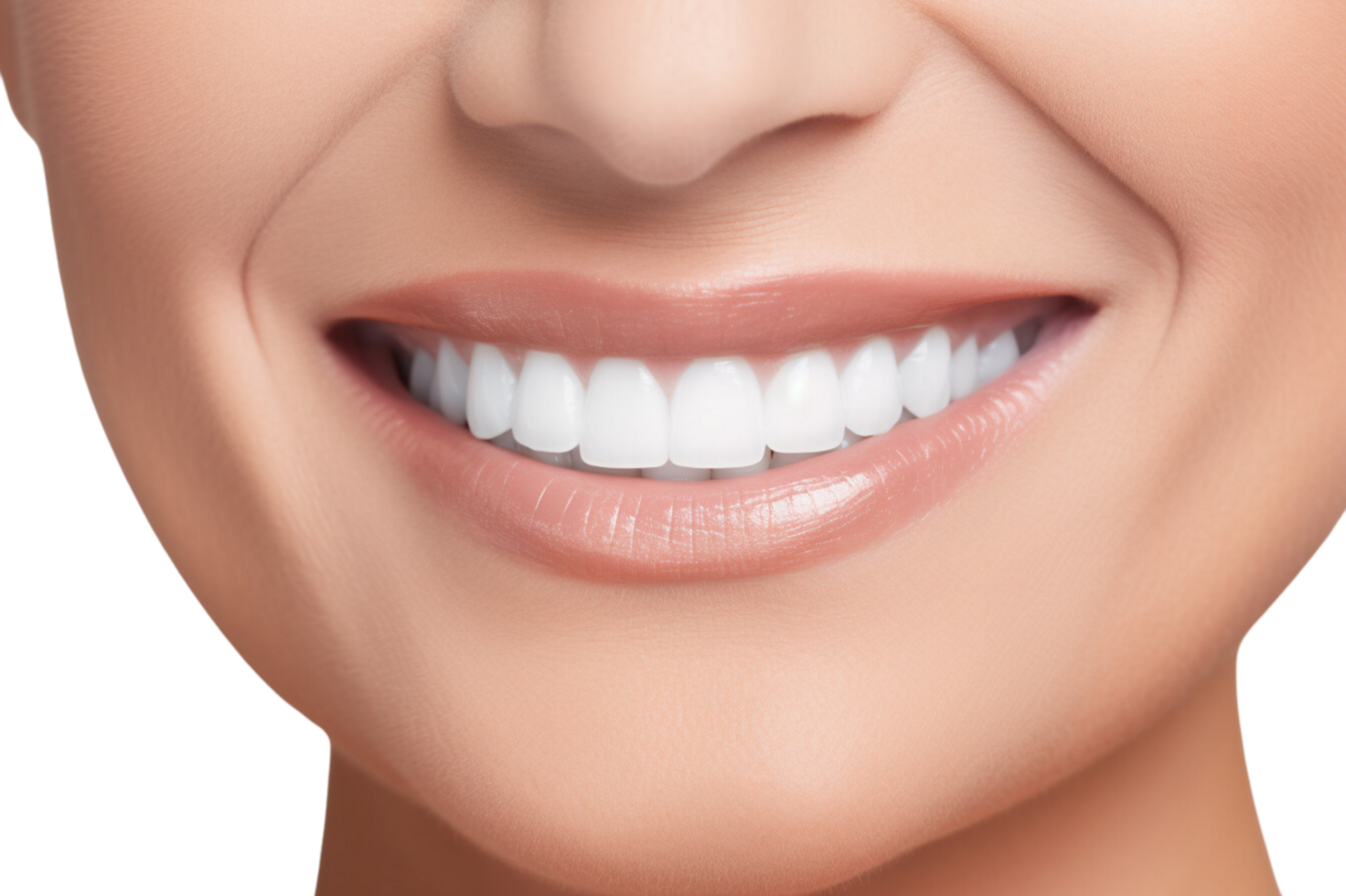 AI generated Close-up of Senior woman perfect white teeth with a shade guide the bleach color isolated on transparent background. png