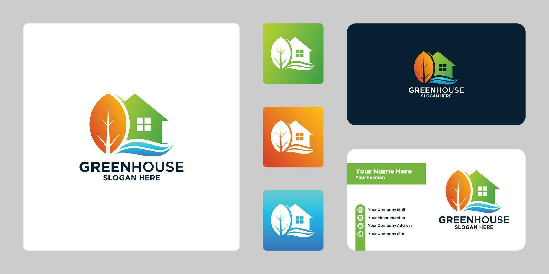 green house logo design. modern eco house logo design with gradient color. vector