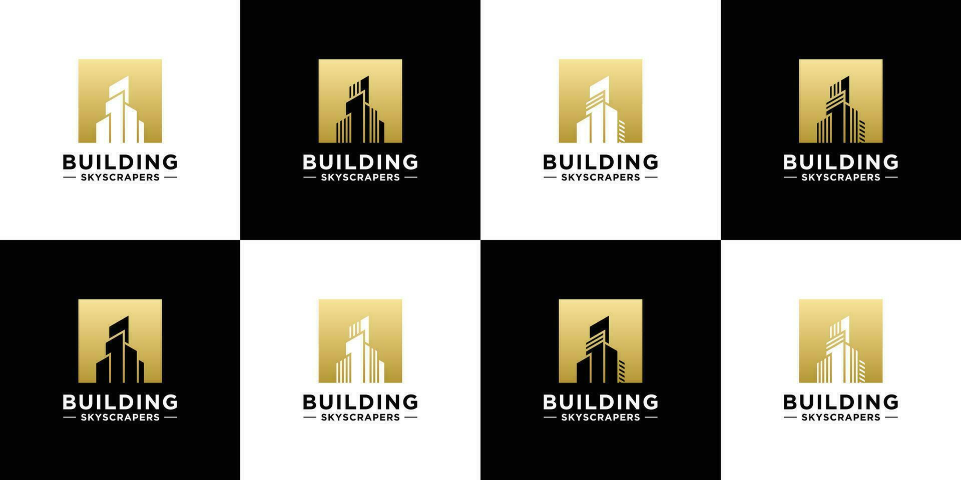 set of building logo design real estate template vector