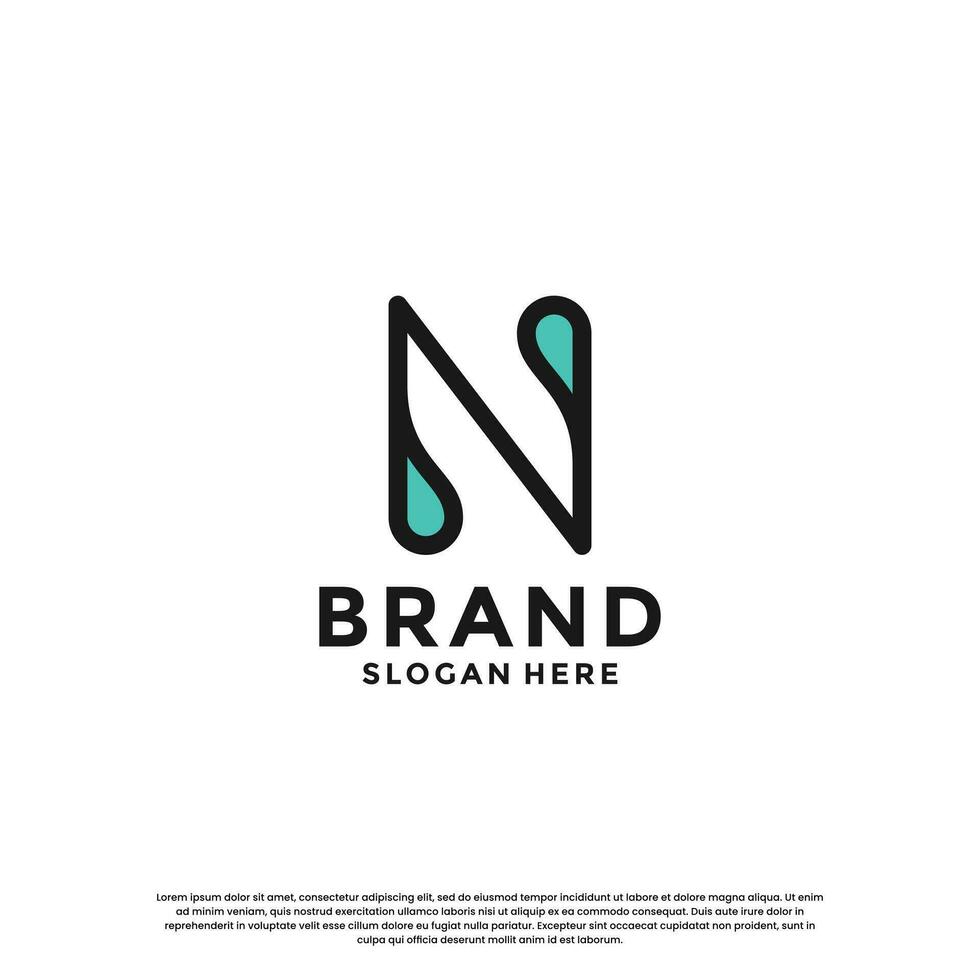 letter N with drop combination logo design inspiration vector
