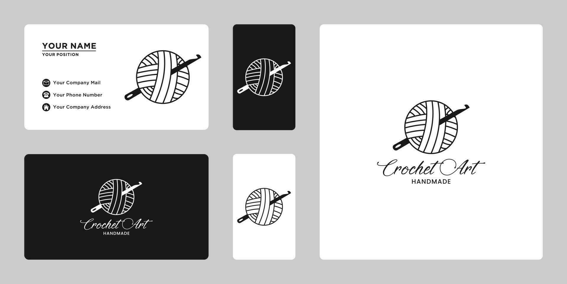 Handmade crochet and knitting logo design. For business authors of handicraft products. vector