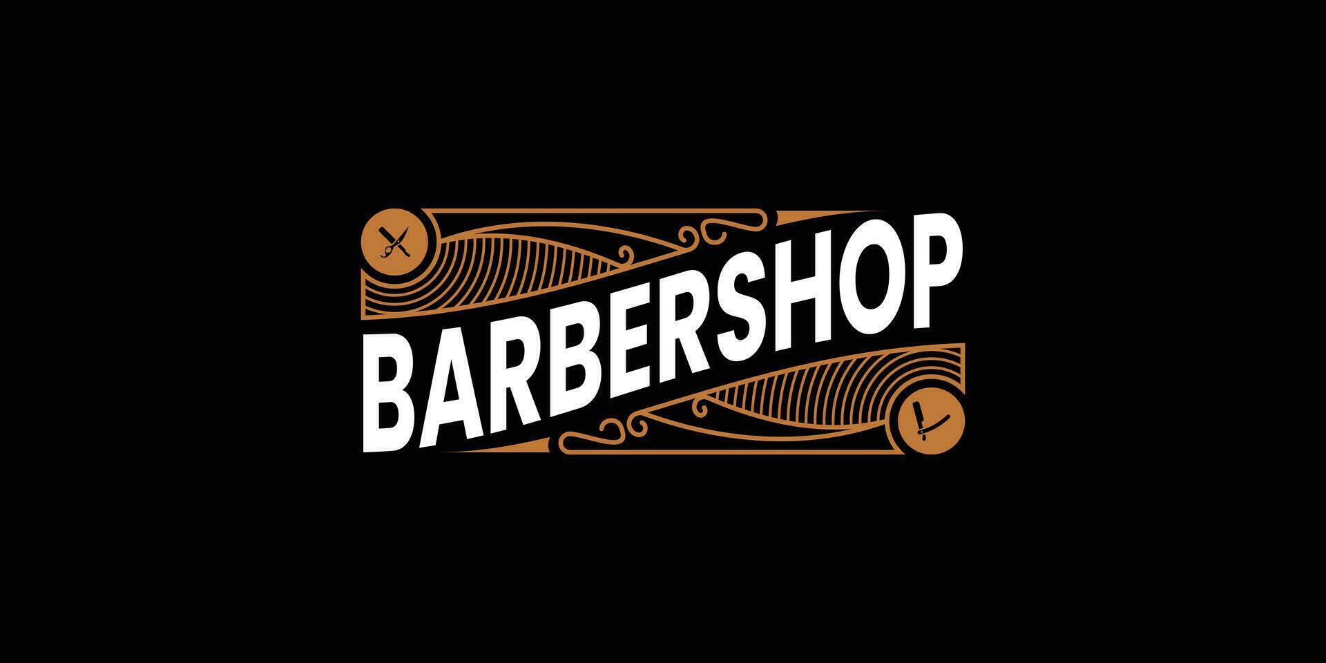 vintage barbershop with typography logo design. vector