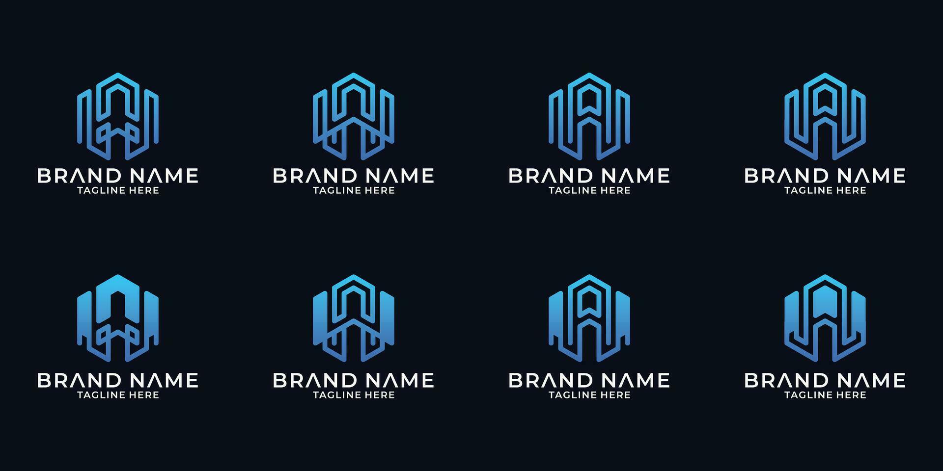 set creative letter A logo design. initial A logo design vector
