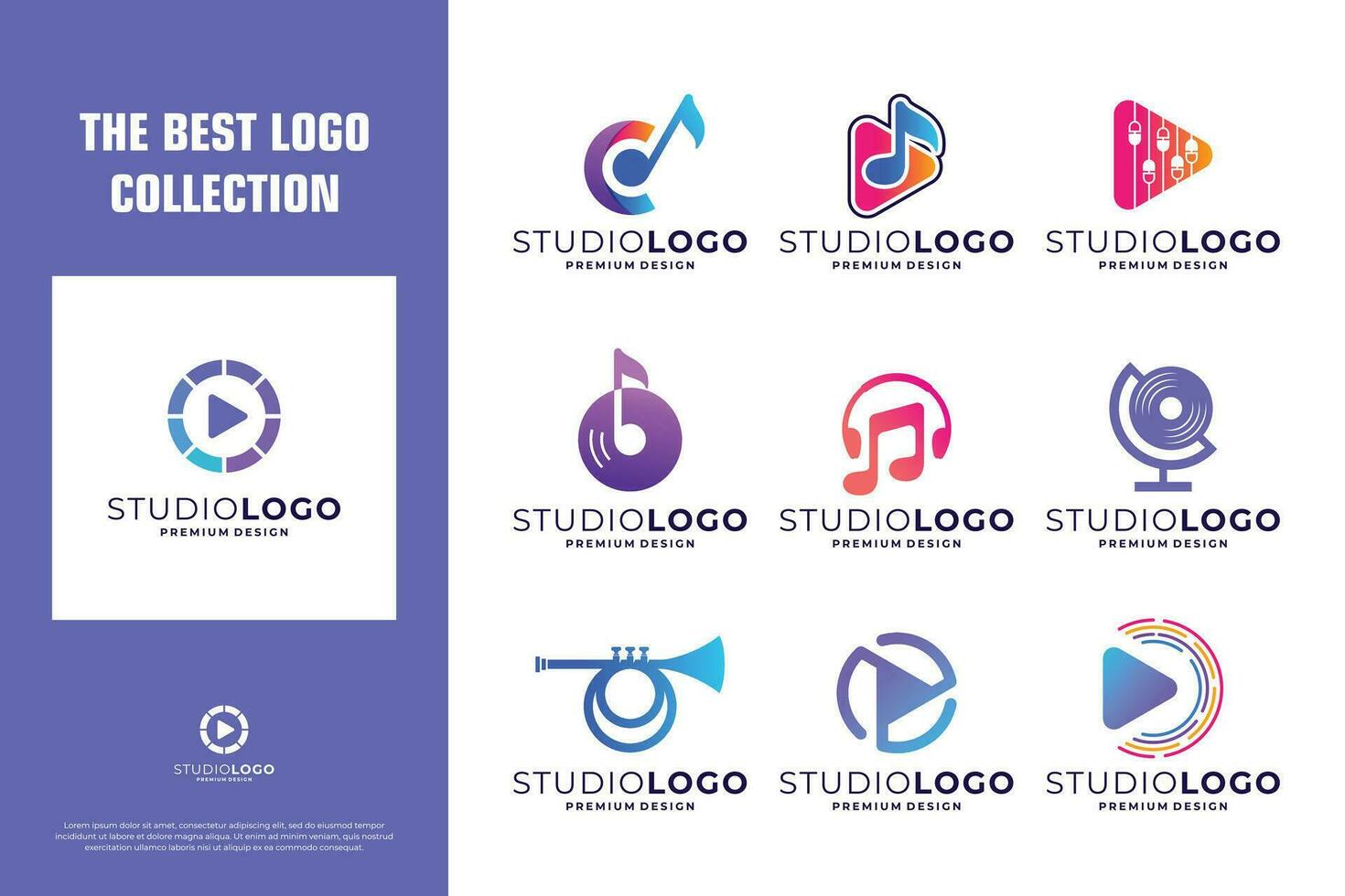 collection of colorful musical logo design inspiration vector