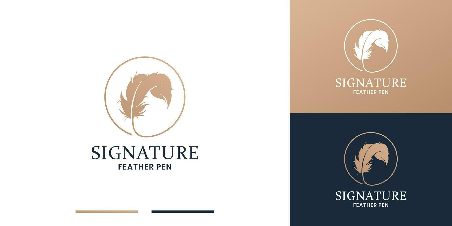 luxury signature feather pen logo design stationery for author and notaries vector