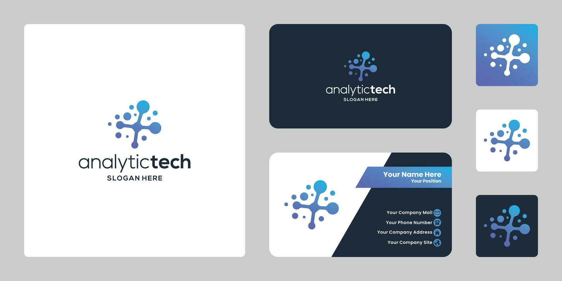 analytic tech logo design modern with business card design vector