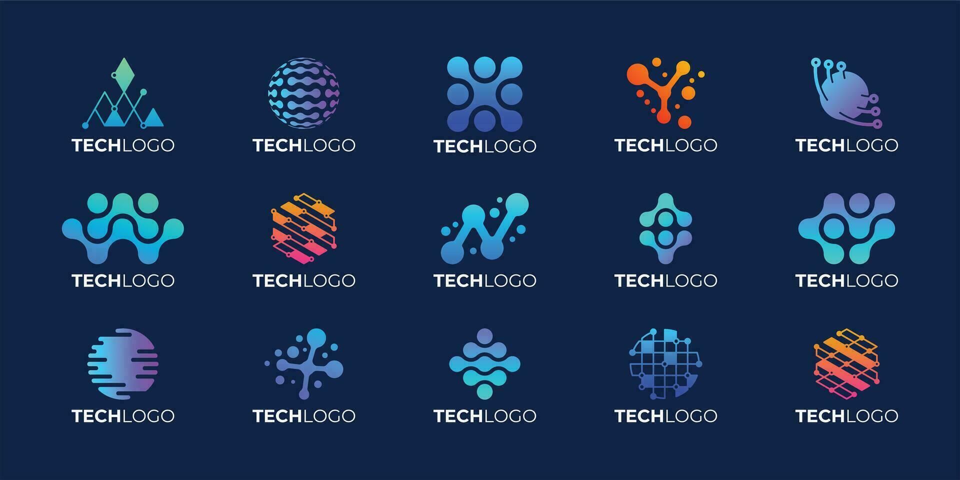 set of abstract technology logo design. vector