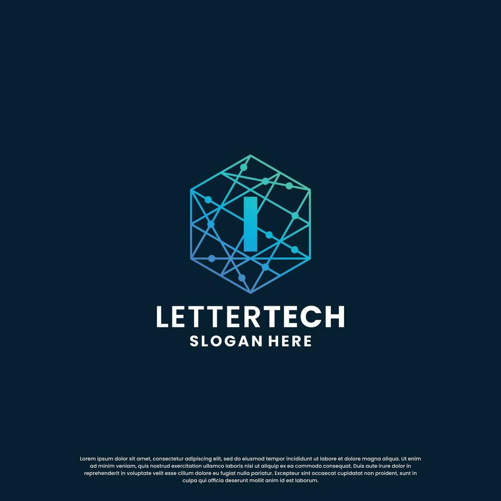 business letter I logo design for technology, lab, science, computing company vector