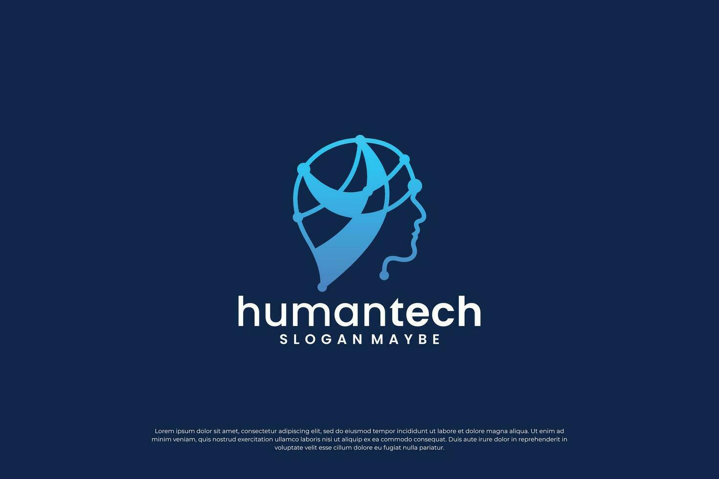 Digital human head connection logo design inspiration for artificial intelligence. vector