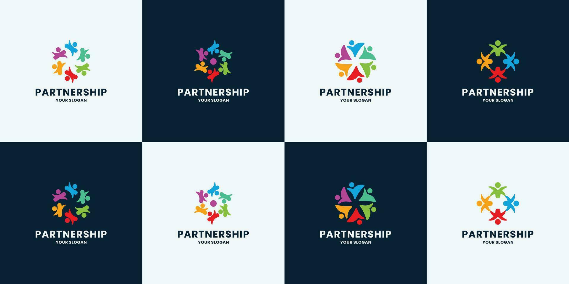 set of community group logo design template vector