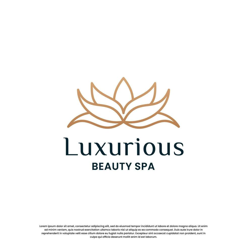 abstract and feminine flower lotus logo design with line art style vector