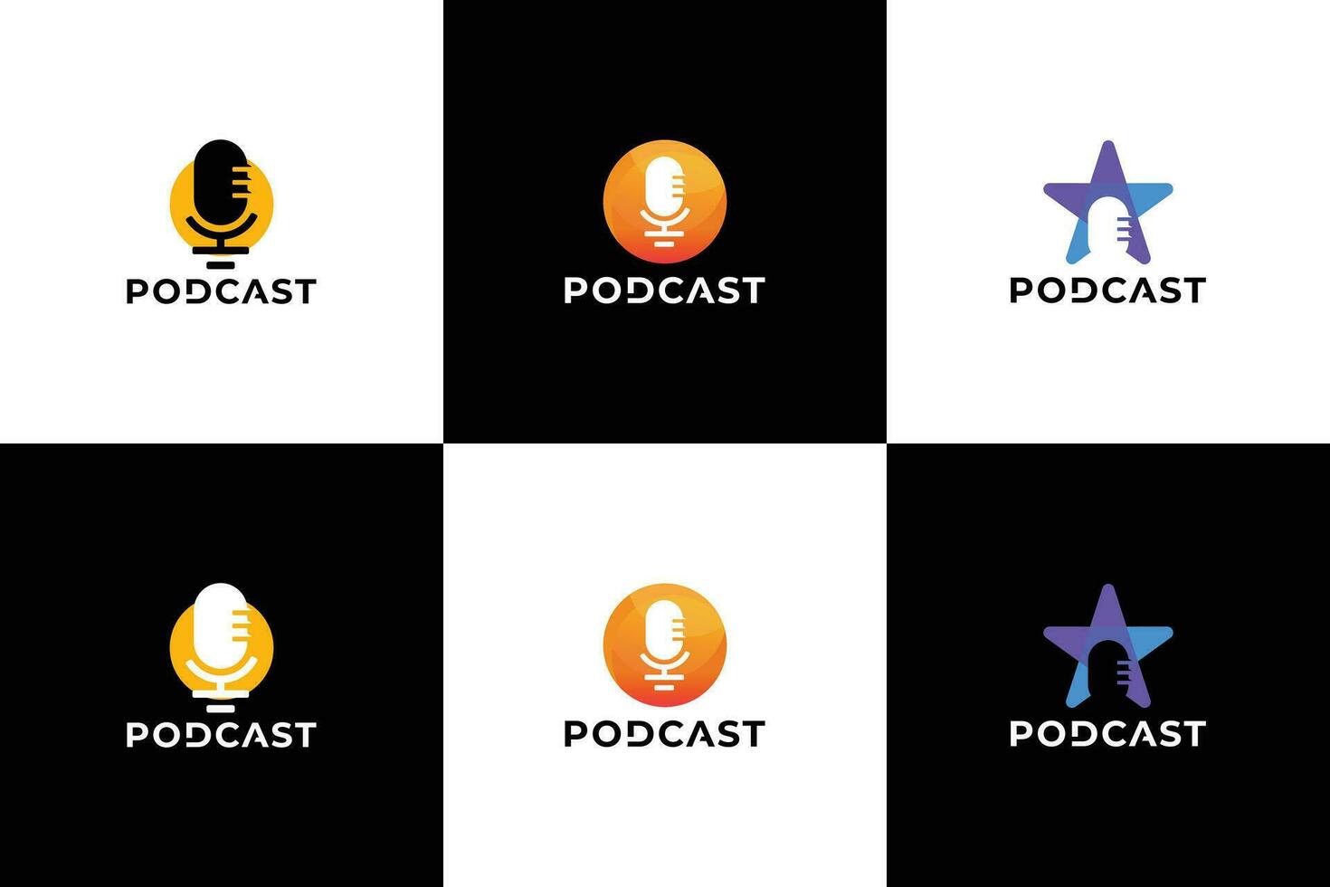 Set of Colorful podcast logo design. minimalist podcast logo concept. vector