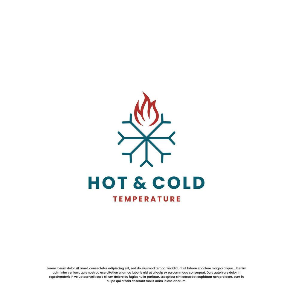 caliente y frío logo diseño para temperatura. nieve y fuego icono combinación vector