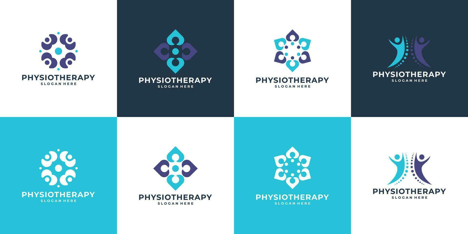 conjunto de humano salud cuidado logo, fisioterapia logo diseño recopilación. vector