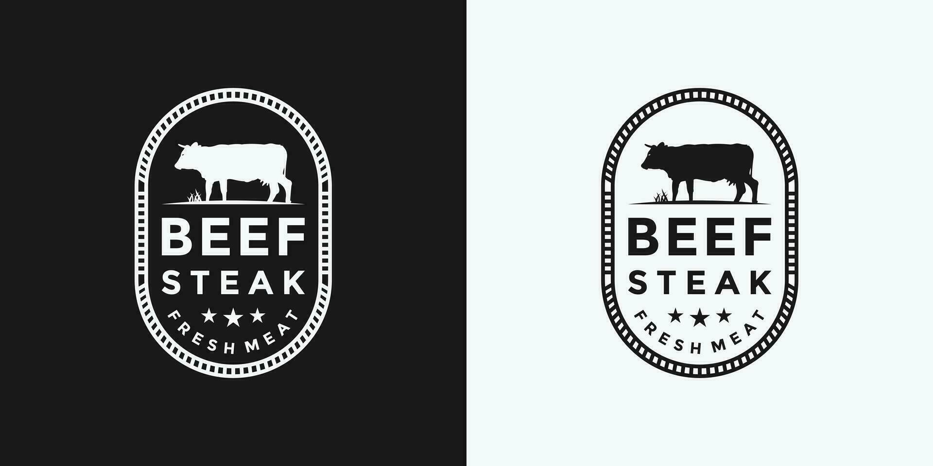 carne de vaca filete logo diseño para tu negocio restaurante vector