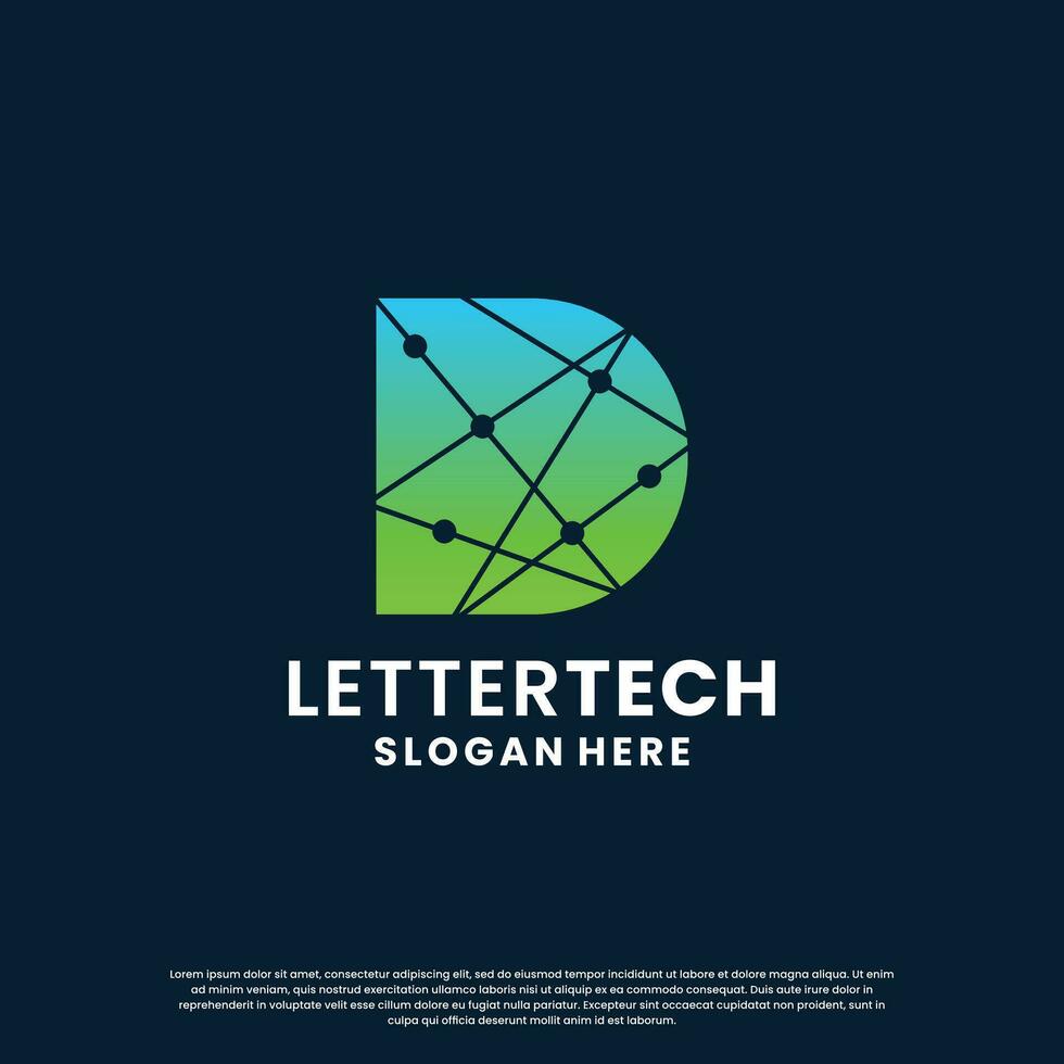 letter D logo design for technology, science and lab business company identity vector