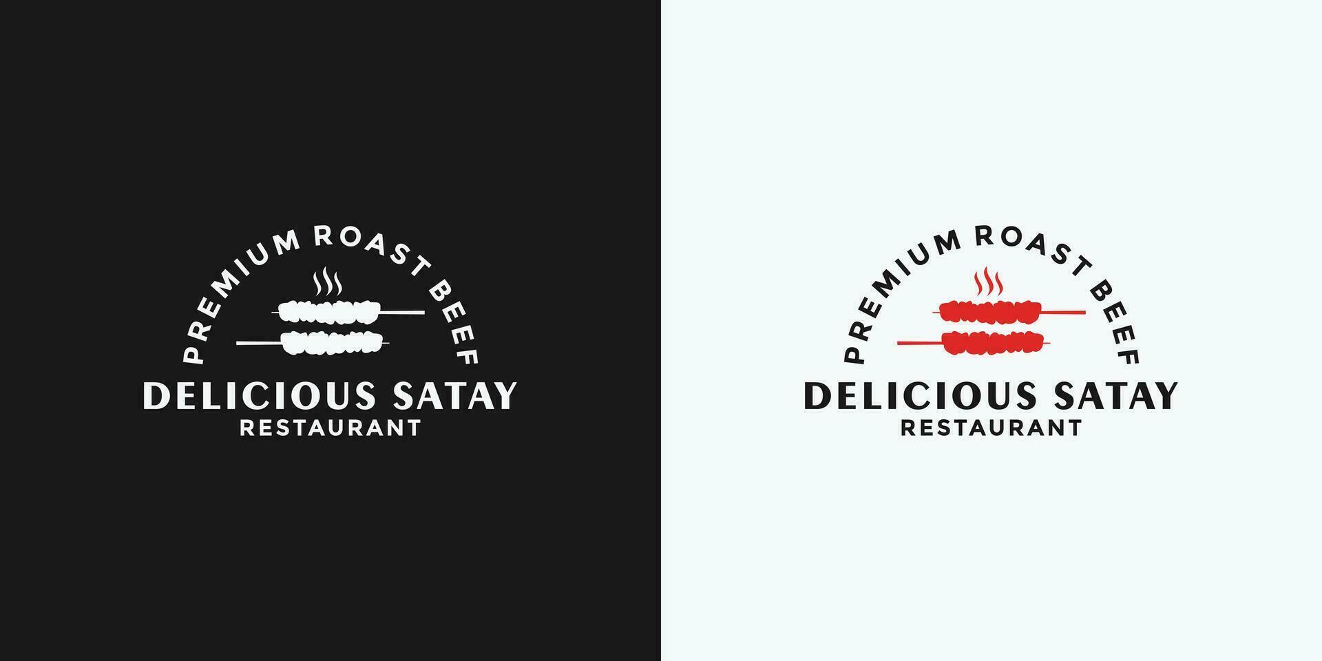 vintage style satay logo design idea for your business restaurant , barbeque etc vector