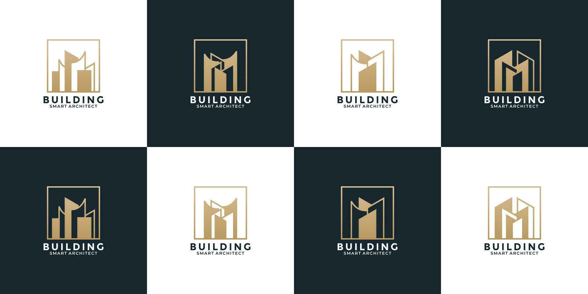 bundle set golden real estate logo design vector