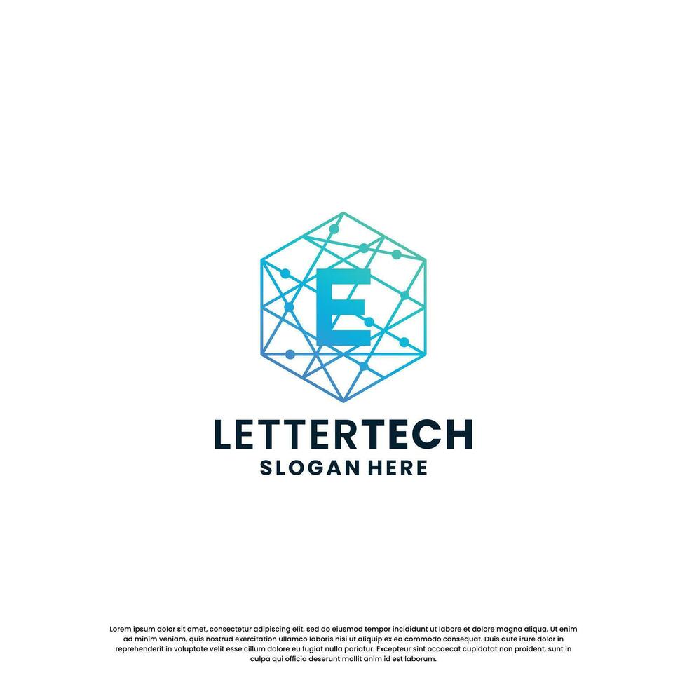 business letter E logo design for technology, lab, science, computing company vector