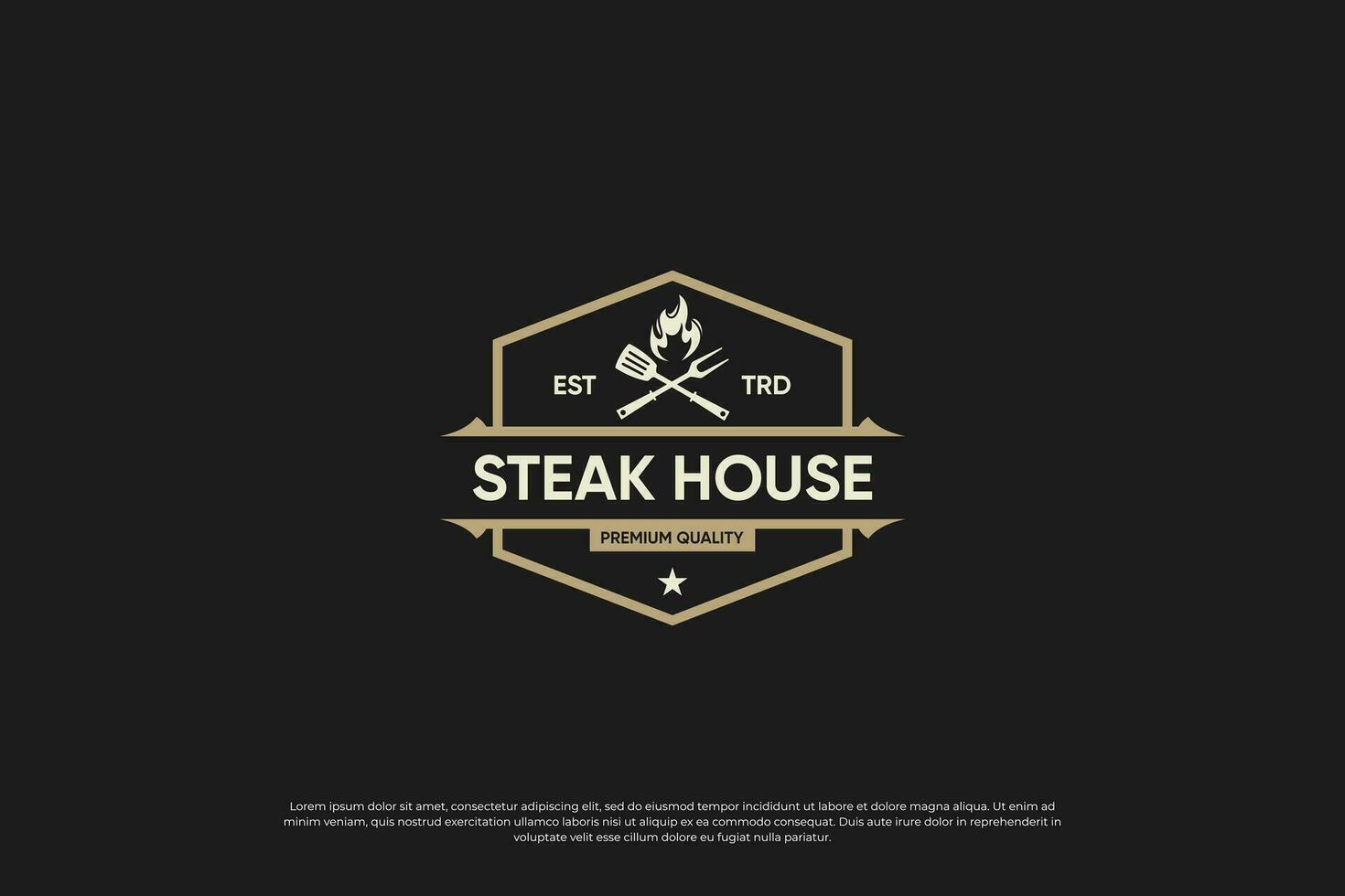 filete casa logo. parrilla restaurante etiqueta. Clásico estilo diseño. vector