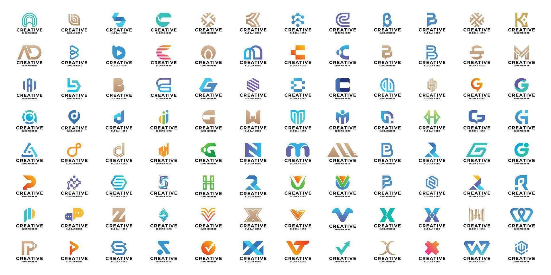 Set of letter A to Z monogram logo design template. vector