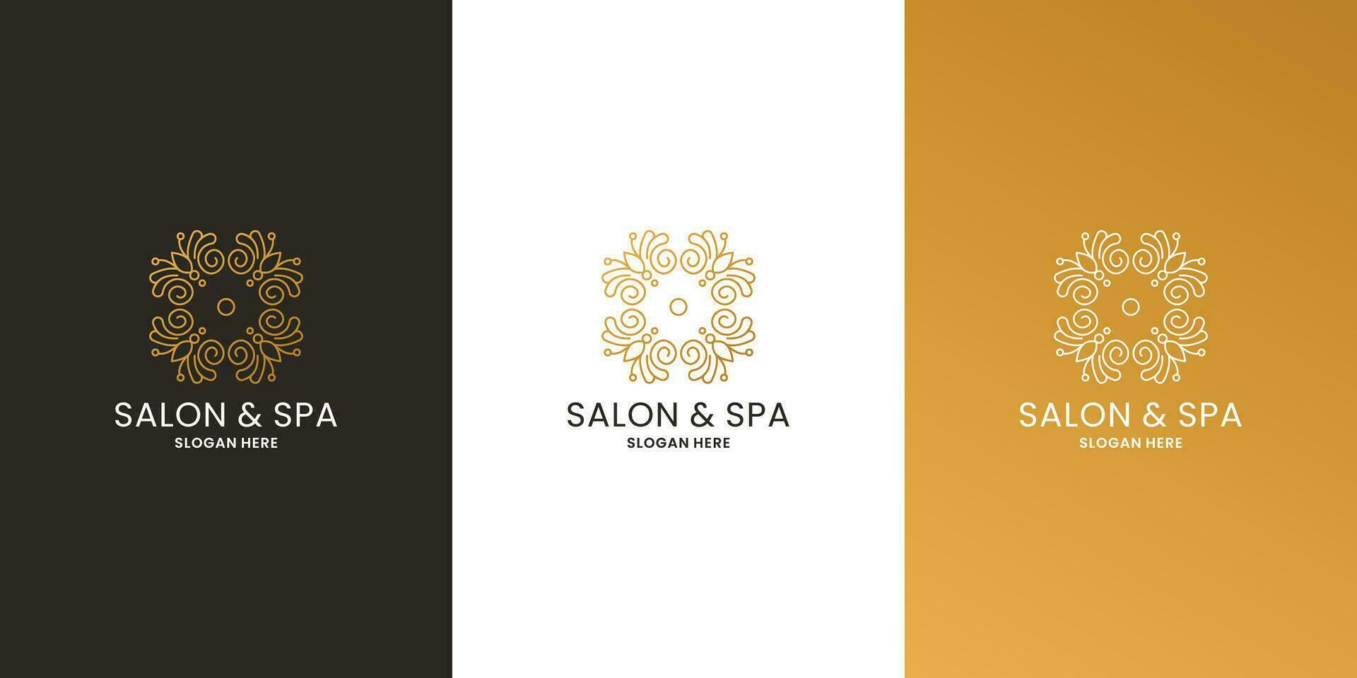 feminine beauty salon and spa logo design. flower ornament for salon spa and branding vector
