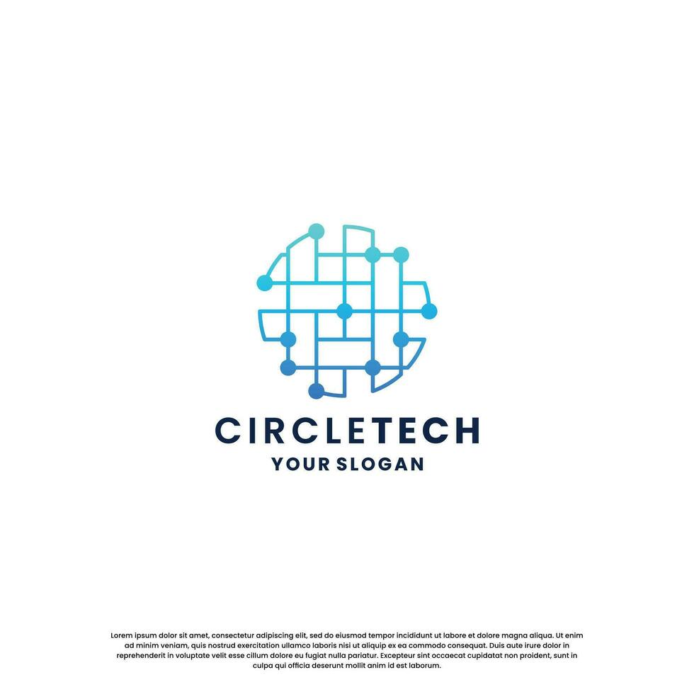 world technology logo design. abstract logo for technology. circle and circuit connection concept vector