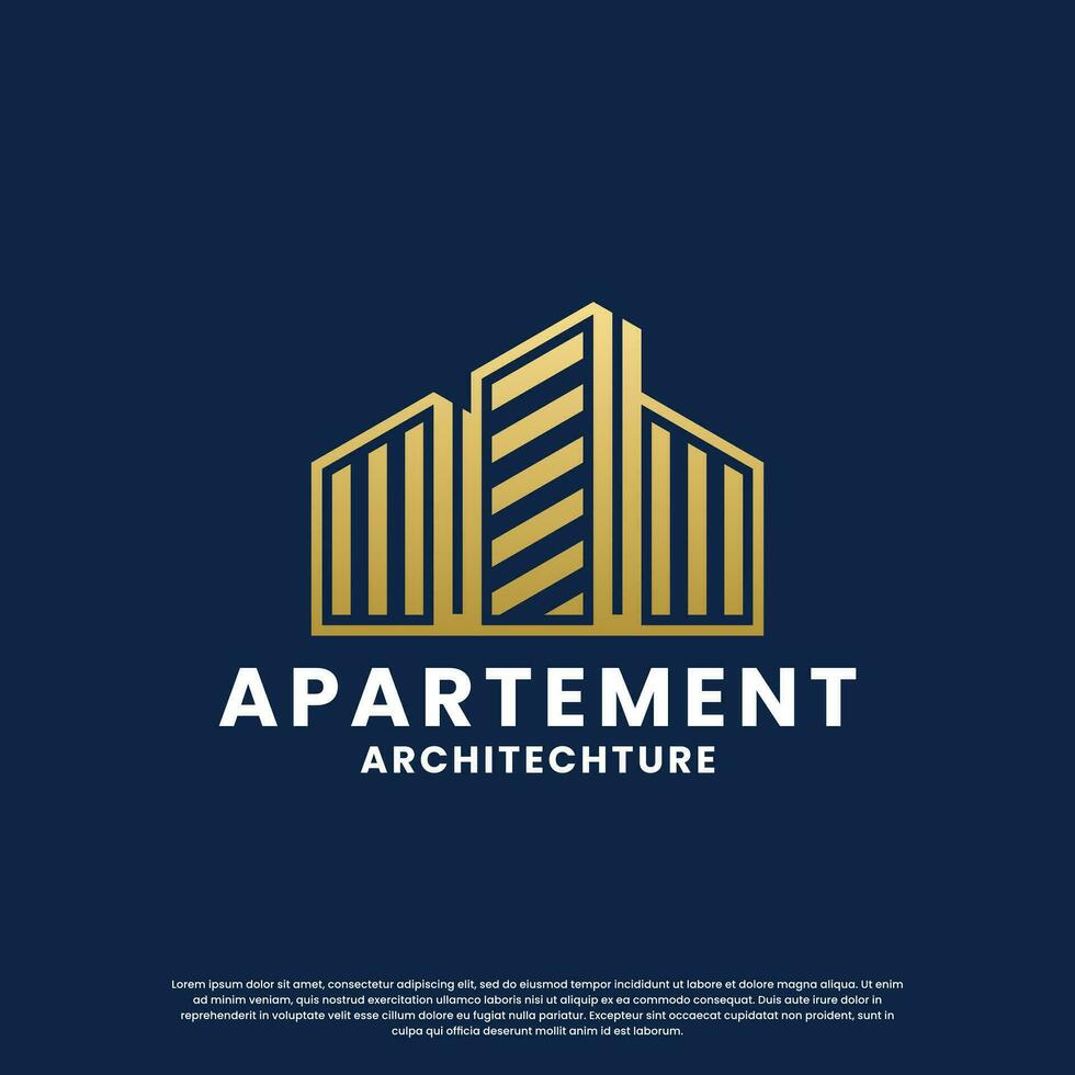 minimalist building logo design combine house with skyscraper vector