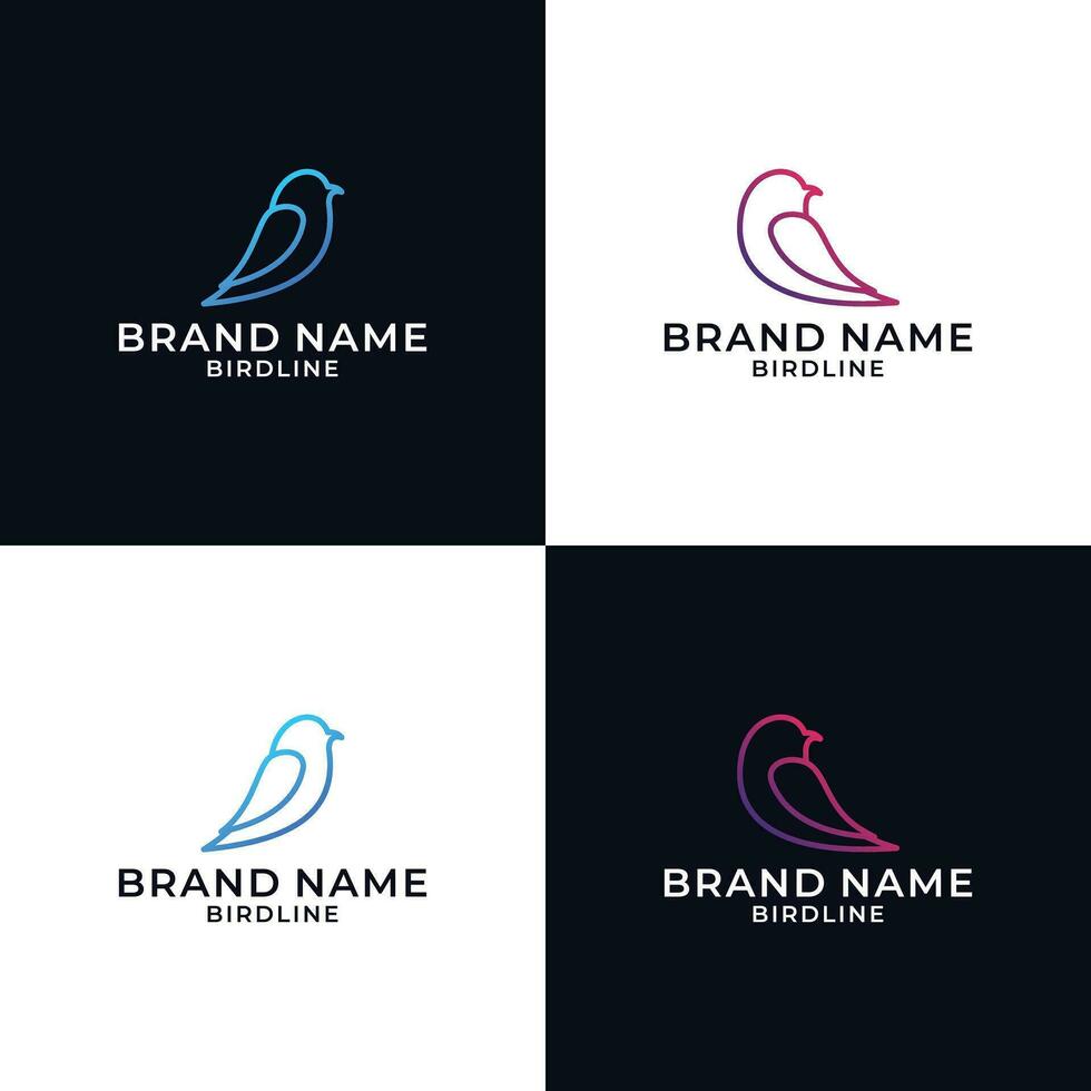 set creative idea bird line art logo design vector for your company