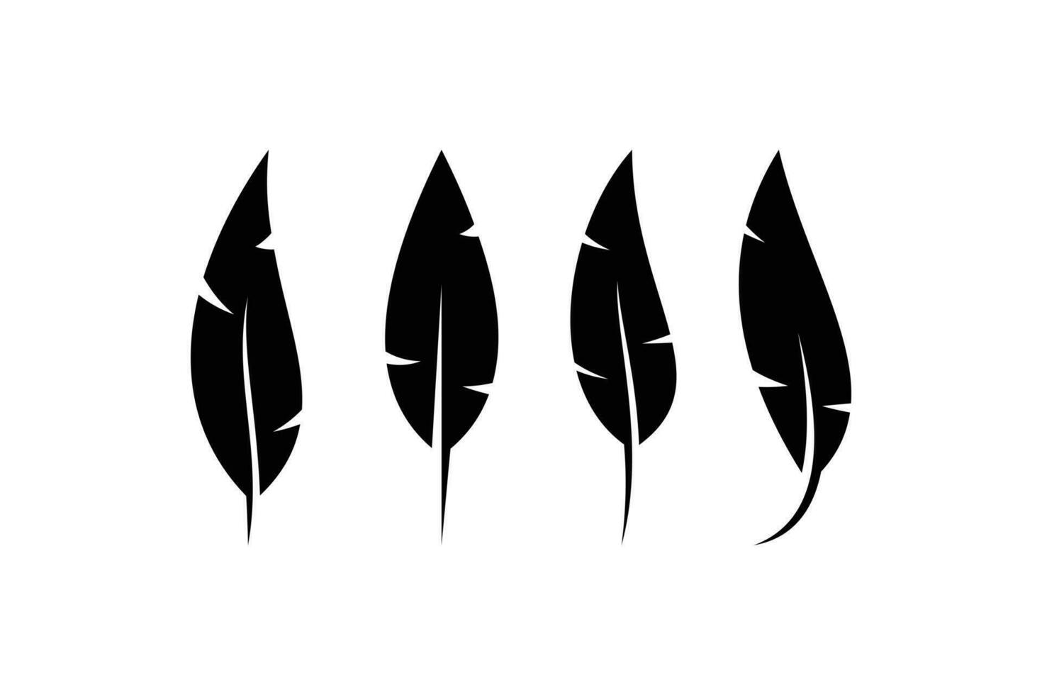 Feather vector icon logo collection. Silhouette feather pen symbol.