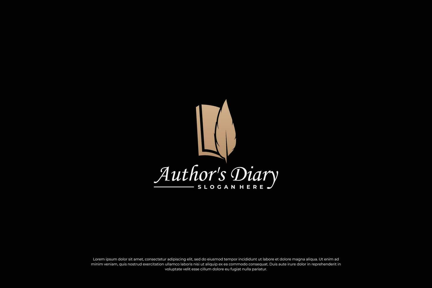 Notes book and quill pen logo design. vector