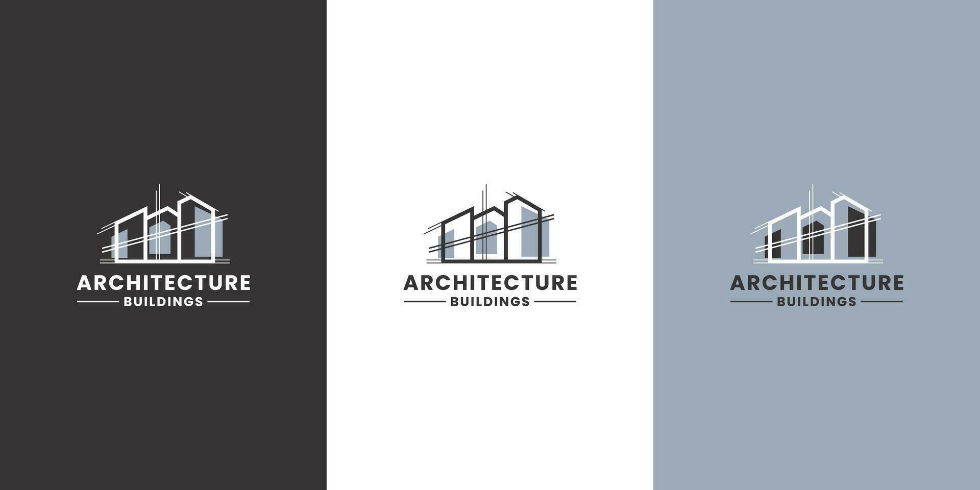 edificio arquitectura logo diseño para contratista real inmuebles y arquitecto vector